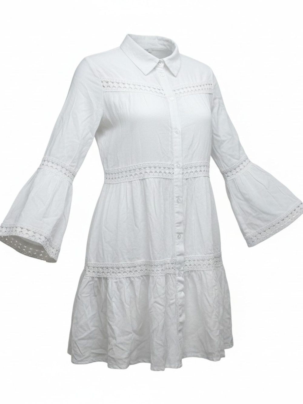 RAVIYA | NWT White Lace Inset Button Front Rayon Cover Up Dress | XL‎